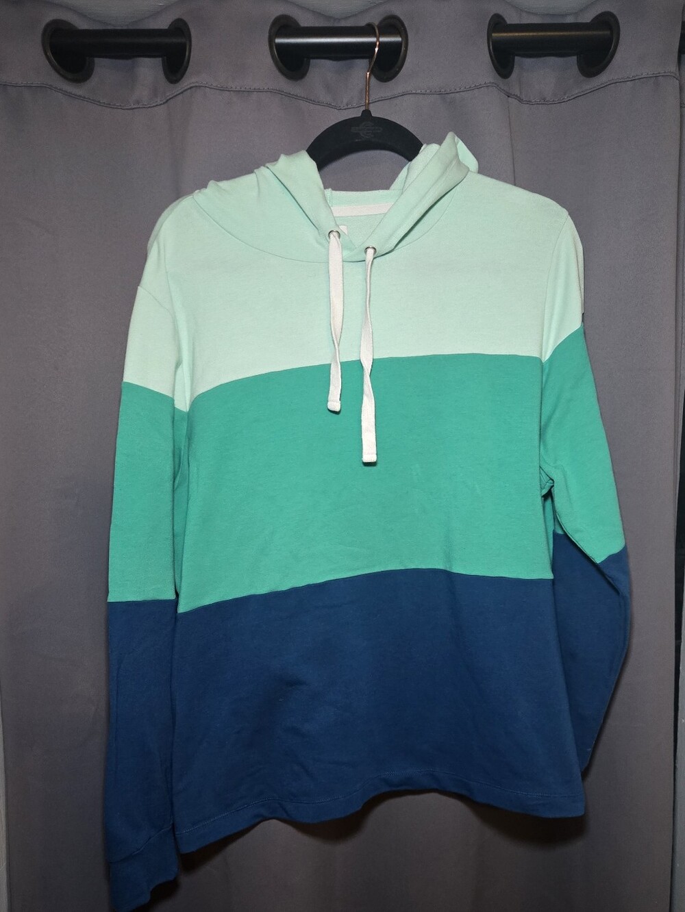 J. Crew Colorblock Hooded Pullover Shirt - Teal & Navy